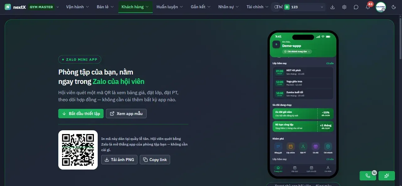 Trang App hội viên Zalo.